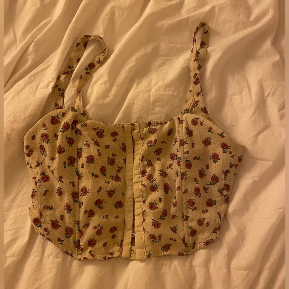 xs pacsun floral corset top